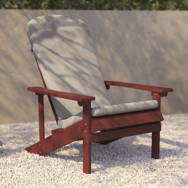 English Elm Charlestown Set of 2 All-Weather Adirondack Chairs with Cushions for Stylish Outdoor Relaxation Cream Cushions/Red Frame 2-JJ-C14501-CSNCR-RED-GG