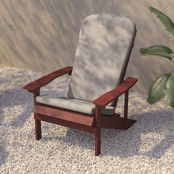 English Elm Charlestown Set of 2 All-Weather Adirondack Chairs with Cushions for Stylish Outdoor Relaxation Cream Cushions/Red Frame 2-JJ-C14501-CSNCR-RED-GG