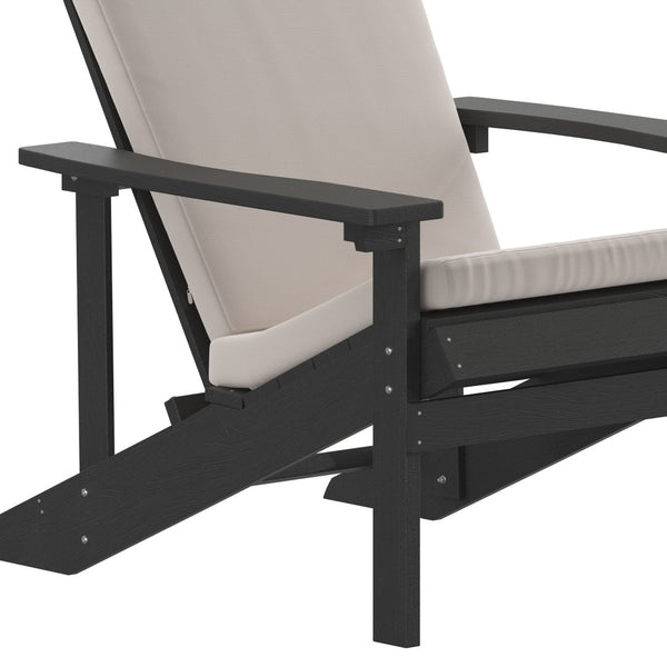 English Elm Charlestown Set of 2 All-Weather Adirondack Chairs with Cushions for Stylish Outdoor Relaxation Cream Cushions/Slate Gray Frame 2-JJ-C14501-CSNCR-SLT-GG