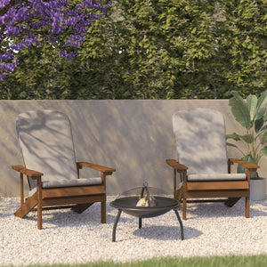 English Elm Charlestown Set of 2 All-Weather Adirondack Chairs with Cushions for Stylish Outdoor Relaxation Cream Cushions/Teak Frame 2-JJ-C14501-CSNCR-TEAK-GG