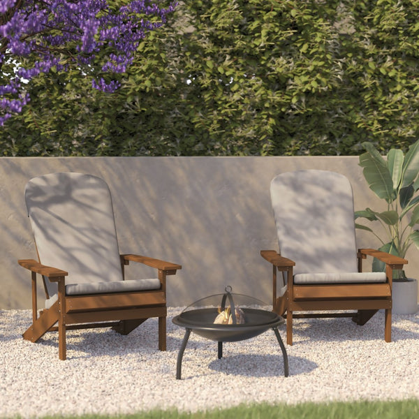 English Elm Charlestown Set of 2 All-Weather Adirondack Chairs with Cushions for Stylish Outdoor Relaxation Cream Cushions/Teak Frame 2-JJ-C14501-CSNCR-TEAK-GG