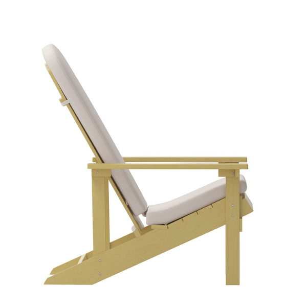 English Elm Charlestown Set of 2 All-Weather Adirondack Chairs with Cushions for Stylish Outdoor Relaxation Cream Cushions/Yellow Frame 2-JJ-C14501-CSNCR-YLW-GG