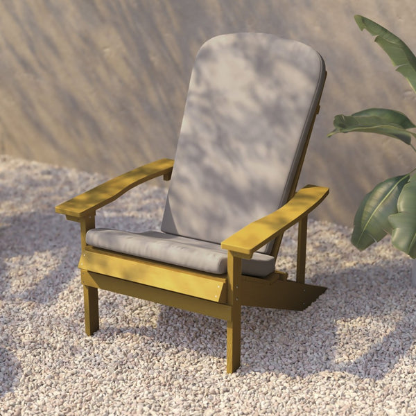 English Elm Charlestown Set of 2 All-Weather Adirondack Chairs with Cushions for Stylish Outdoor Relaxation Cream Cushions/Yellow Frame 2-JJ-C14501-CSNCR-YLW-GG