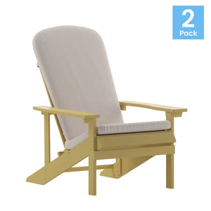 English Elm Charlestown Set of 2 All-Weather Adirondack Chairs with Cushions for Stylish Outdoor Relaxation Cream Cushions/Yellow Frame 2-JJ-C14501-CSNCR-YLW-GG