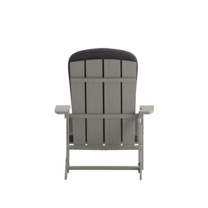 English Elm Charlestown Set of 2 All-Weather Adirondack Chairs with Cushions for Stylish Outdoor Relaxation Gray Cushions/Gray Frame 2-JJ-C14501-CSNGY-LTG-GG