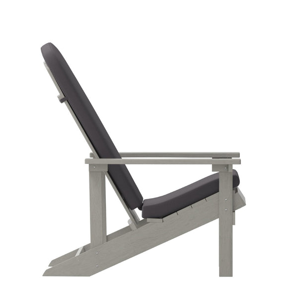 English Elm Charlestown Set of 2 All-Weather Adirondack Chairs with Cushions for Stylish Outdoor Relaxation Gray Cushions/Gray Frame 2-JJ-C14501-CSNGY-LTG-GG