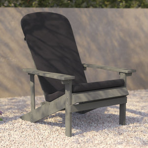 English Elm Charlestown Set of 2 All-Weather Adirondack Chairs with Cushions for Stylish Outdoor Relaxation Gray Cushions/Gray Frame 2-JJ-C14501-CSNGY-LTG-GG