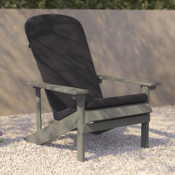 English Elm Charlestown Set of 2 All-Weather Adirondack Chairs with Cushions for Stylish Outdoor Relaxation Gray Cushions/Gray Frame 2-JJ-C14501-CSNGY-LTG-GG