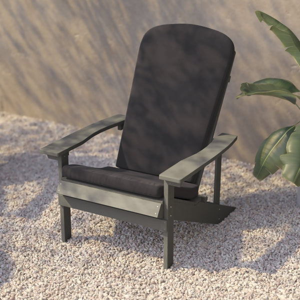 English Elm Charlestown Set of 2 All-Weather Adirondack Chairs with Cushions for Stylish Outdoor Relaxation Gray Cushions/Gray Frame 2-JJ-C14501-CSNGY-LTG-GG