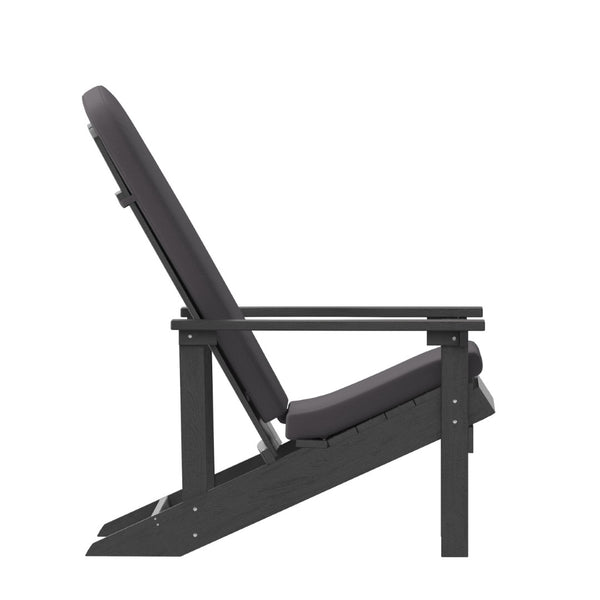 English Elm Charlestown Set of 2 All-Weather Adirondack Chairs with Cushions for Stylish Outdoor Relaxation Gray Cushions/Slate Gray Frame 2-JJ-C14501-CSNGY-SLT-GG