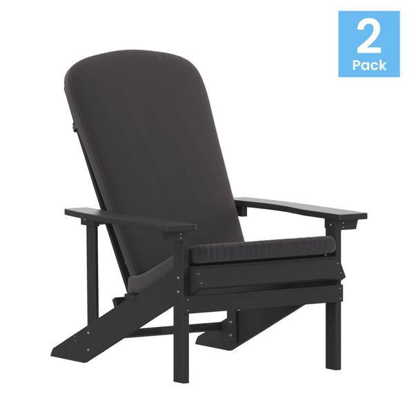 English Elm Charlestown Set of 2 All-Weather Adirondack Chairs with Cushions for Stylish Outdoor Relaxation Gray Cushions/Slate Gray Frame 2-JJ-C14501-CSNGY-SLT-GG