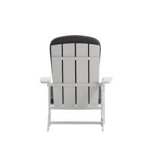 English Elm Charlestown Set of 2 All-Weather Adirondack Chairs with Cushions for Stylish Outdoor Relaxation Gray Cushions/White Frame 2-JJ-C14501-CSNGY-WH-GG