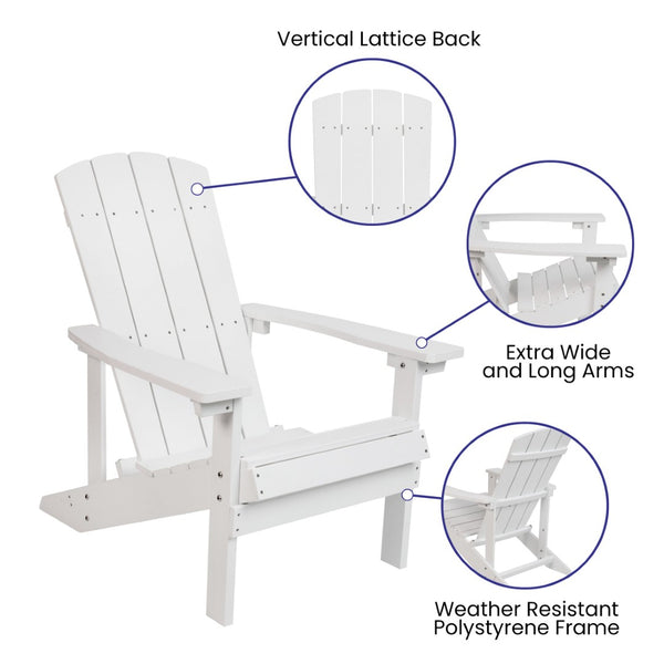 English Elm Charlestown Set of 2 All-Weather Adirondack Chairs with Cushions for Stylish Outdoor Relaxation Gray Cushions/White Frame 2-JJ-C14501-CSNGY-WH-GG