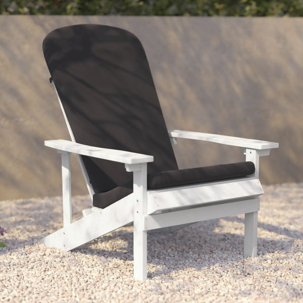 English Elm Charlestown Set of 2 All-Weather Adirondack Chairs with Cushions for Stylish Outdoor Relaxation Gray Cushions/White Frame 2-JJ-C14501-CSNGY-WH-GG