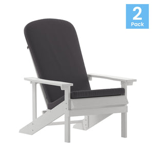 English Elm Charlestown Set of 2 All-Weather Adirondack Chairs with Cushions for Stylish Outdoor Relaxation Gray Cushions/White Frame 2-JJ-C14501-CSNGY-WH-GG