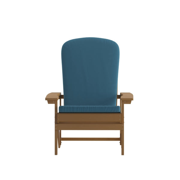 English Elm Charlestown Set of 2 All-Weather Adirondack Chairs with Cushions for Stylish Outdoor Relaxation Teal Cushions/Teak Frame 2-JJ-C14501-CSNTL-TEAK-GG