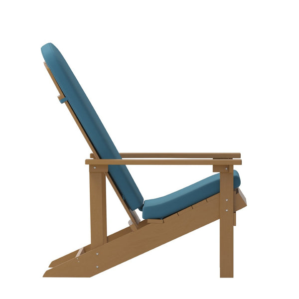English Elm Charlestown Set of 2 All-Weather Adirondack Chairs with Cushions for Stylish Outdoor Relaxation Teal Cushions/Teak Frame 2-JJ-C14501-CSNTL-TEAK-GG