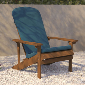 English Elm Charlestown Set of 2 All-Weather Adirondack Chairs with Cushions for Stylish Outdoor Relaxation Teal Cushions/Teak Frame 2-JJ-C14501-CSNTL-TEAK-GG