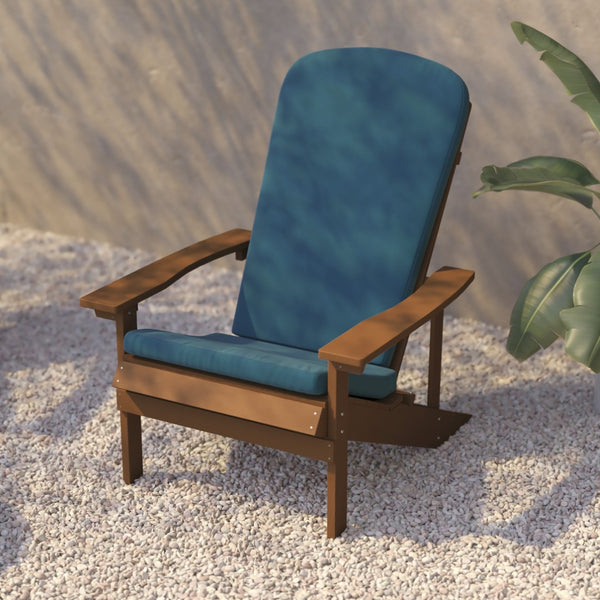 English Elm Charlestown Set of 2 All-Weather Adirondack Chairs with Cushions for Stylish Outdoor Relaxation Teal Cushions/Teak Frame 2-JJ-C14501-CSNTL-TEAK-GG