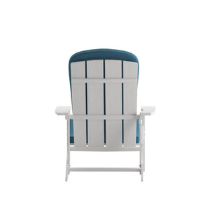 English Elm Charlestown Set of 2 All-Weather Adirondack Chairs with Cushions for Stylish Outdoor Relaxation Teal Cushions/White Frame 2-JJ-C14501-CSNTL-WH-GG