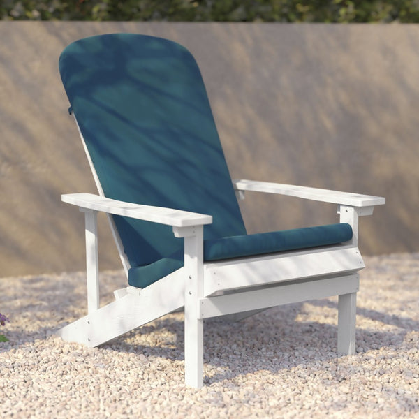 English Elm Charlestown Set of 2 All-Weather Adirondack Chairs with Cushions for Stylish Outdoor Relaxation Teal Cushions/White Frame 2-JJ-C14501-CSNTL-WH-GG