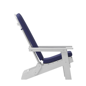 English Elm Charlestown Set of 2 Durable Folding Adirondack Chairs for Effortless Indoor/Outdoor Relaxation Blue Cushions/White Frame 2-JJ-C14505-CSNBL-WH-GG