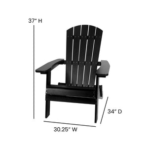 English Elm Charlestown Set of 2 Durable Folding Adirondack Chairs for Effortless Indoor/Outdoor Relaxation Cream Cushions/Black Frame 2-JJ-C14505-CSNCR-BLK-GG