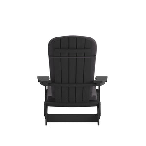 English Elm Charlestown Set of 2 Durable Folding Adirondack Chairs for Effortless Indoor/Outdoor Relaxation Gray Cushions/Black Frame 2-JJ-C14505-CSNGY-BLK-GG