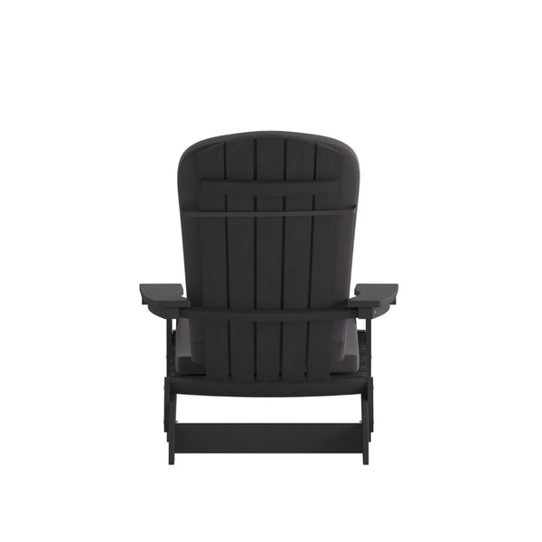 English Elm Charlestown Set of 2 Durable Folding Adirondack Chairs for Effortless Indoor/Outdoor Relaxation Gray Cushions/Black Frame 2-JJ-C14505-CSNGY-BLK-GG