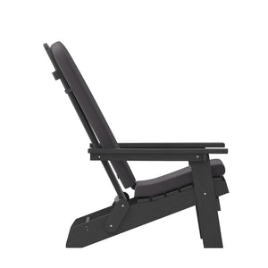 English Elm Charlestown Set of 2 Durable Folding Adirondack Chairs for Effortless Indoor/Outdoor Relaxation Gray Cushions/Black Frame 2-JJ-C14505-CSNGY-BLK-GG