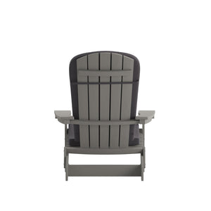 English Elm Charlestown Set of 2 Durable Folding Adirondack Chairs for Effortless Indoor/Outdoor Relaxation Gray Cushions/Gray Frame 2-JJ-C14505-CSNGY-GY-GG