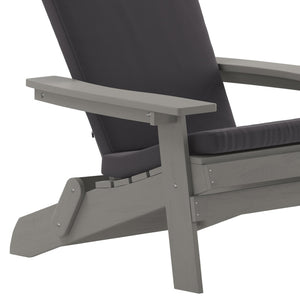 English Elm Charlestown Set of 2 Durable Folding Adirondack Chairs for Effortless Indoor/Outdoor Relaxation Gray Cushions/Gray Frame 2-JJ-C14505-CSNGY-GY-GG