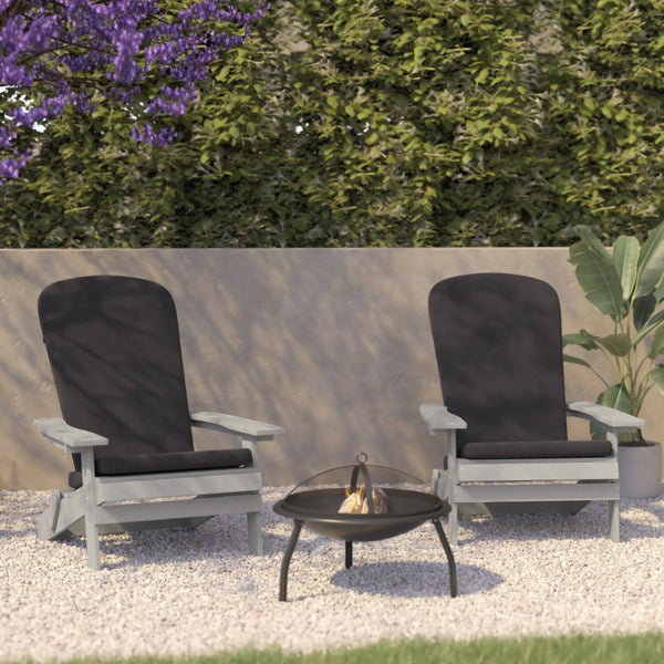 English Elm Charlestown Set of 2 Durable Folding Adirondack Chairs for Effortless Indoor/Outdoor Relaxation Gray Cushions/Gray Frame 2-JJ-C14505-CSNGY-GY-GG