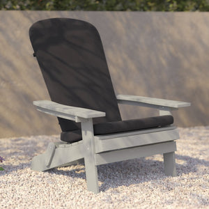 English Elm Charlestown Set of 2 Durable Folding Adirondack Chairs for Effortless Indoor/Outdoor Relaxation Gray Cushions/Gray Frame 2-JJ-C14505-CSNGY-GY-GG
