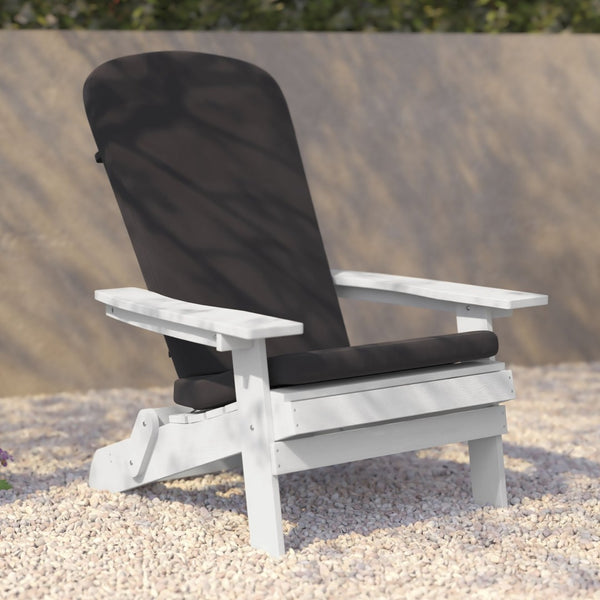 English Elm Charlestown Set of 2 Durable Folding Adirondack Chairs for Effortless Indoor/Outdoor Relaxation Gray Cushions/White Frame 2-JJ-C14505-CSNGY-WH-GG