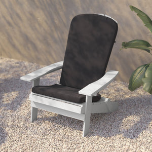 English Elm Charlestown Set of 2 Durable Folding Adirondack Chairs for Effortless Indoor/Outdoor Relaxation Gray Cushions/White Frame 2-JJ-C14505-CSNGY-WH-GG