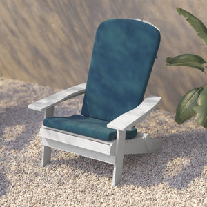English Elm Charlestown Set of 2 Durable Folding Adirondack Chairs for Effortless Indoor/Outdoor Relaxation Teal Cushions/White Frame 2-JJ-C14505-CSNTL-WH-GG