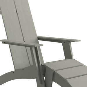English Elm Set of 2 Sawyer Modern All-Weather Adirondack Chairs with Footrests for Stylish Outdoor Relaxation Gray 2-JJ-C14509-14309-GY-GG