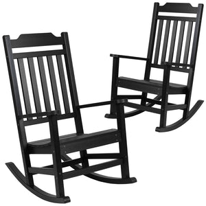 English Elm Set of 2 Winston All-Weather Rocking Chairs for Ultimate Comfort and Style on Your Porch or Patio Black 2-JJ-C14703-BK-GG