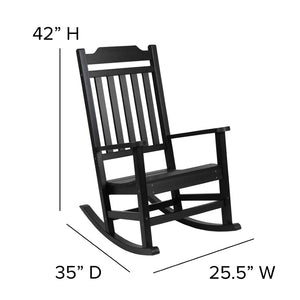 English Elm Set of 2 Winston All-Weather Rocking Chairs for Ultimate Comfort and Style on Your Porch or Patio Black 2-JJ-C14703-BK-GG