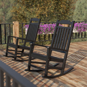 English Elm Set of 2 Winston All-Weather Rocking Chairs for Ultimate Comfort and Style on Your Porch or Patio Black 2-JJ-C14703-BK-GG