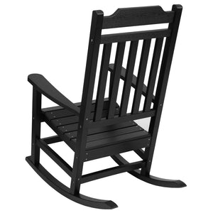 English Elm Set of 2 Winston All-Weather Rocking Chairs for Ultimate Comfort and Style on Your Porch or Patio Black 2-JJ-C14703-BK-GG