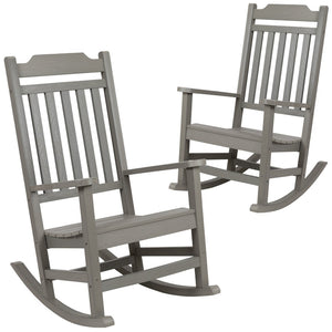 English Elm Set of 2 Winston All-Weather Rocking Chairs for Ultimate Comfort and Style on Your Porch or Patio Gray 2-JJ-C14703-GY-GG