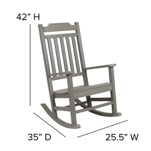 English Elm Set of 2 Winston All-Weather Rocking Chairs for Ultimate Comfort and Style on Your Porch or Patio Gray 2-JJ-C14703-GY-GG