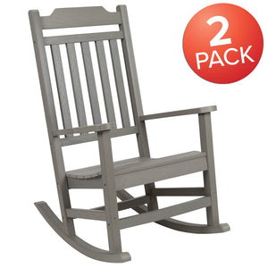 English Elm Set of 2 Winston All-Weather Rocking Chairs for Ultimate Comfort and Style on Your Porch or Patio Gray 2-JJ-C14703-GY-GG