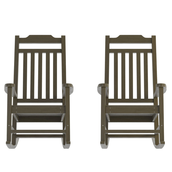 English Elm Set of 2 Winston All-Weather Rocking Chairs for Ultimate Comfort and Style on Your Porch or Patio Mahogany 2-JJ-C14703-MHG-GG