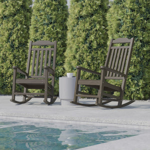 English Elm Set of 2 Winston All-Weather Rocking Chairs for Ultimate Comfort and Style on Your Porch or Patio Mahogany 2-JJ-C14703-MHG-GG