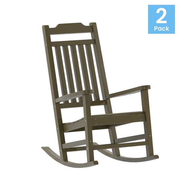 English Elm Set of 2 Winston All-Weather Rocking Chairs for Ultimate Comfort and Style on Your Porch or Patio Mahogany 2-JJ-C14703-MHG-GG