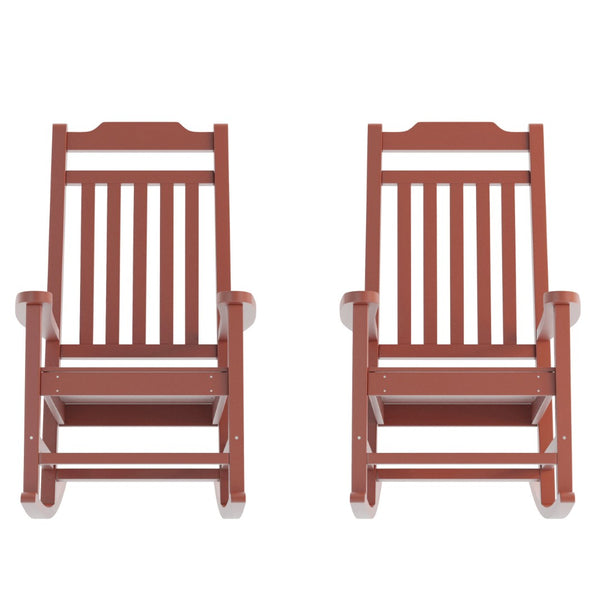English Elm Set of 2 Winston All-Weather Rocking Chairs for Ultimate Comfort and Style on Your Porch or Patio Red 2-JJ-C14703-RED-GG