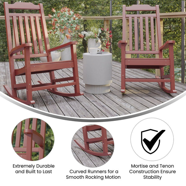 English Elm Set of 2 Winston All-Weather Rocking Chairs for Ultimate Comfort and Style on Your Porch or Patio Red 2-JJ-C14703-RED-GG